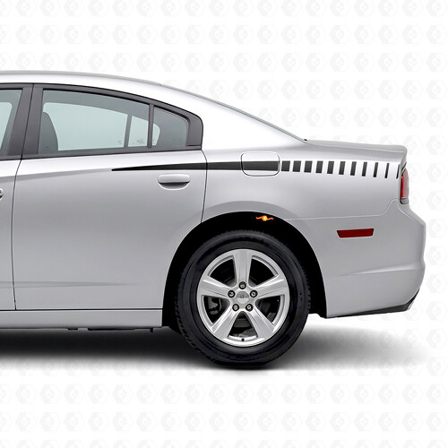 Adesivo in Vinile a Strisce Lampeggianti Coniche Laterali per Dodge Charger 2011-2014_1