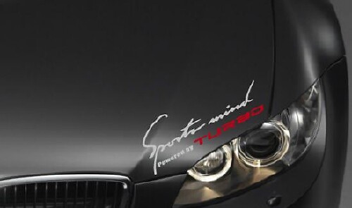 Adesivo in Vinile per Cofano Turbo Powered by Sports Mind