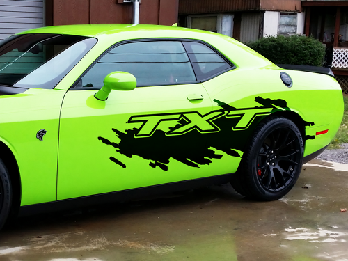 Adesivo Vinile Laterale Effetto Schizzo Splash Grunge per Dodge Challenger