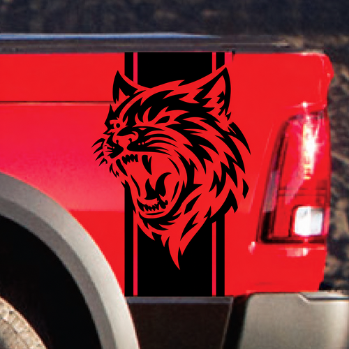 Custom Cat Head Vertical Bed Stripe Pair Hellcat Style Fiancata cassone Adesivo in vinile per Dodge Ram 1500