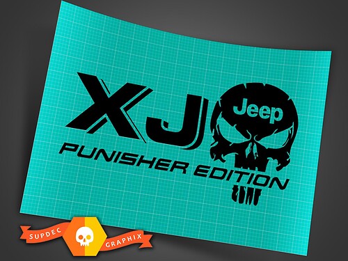 Decalcomania adesivo per auto camion - (2) XJ JEEP Punisher EDITION - Decalcomania adesivo in vinile Vinile per esterni
