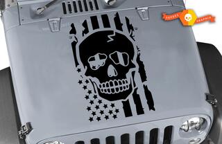 Distressed Skull flag Cappuccio adesivo in vinile decalcomania Jeep USA punitore Dodge SF1