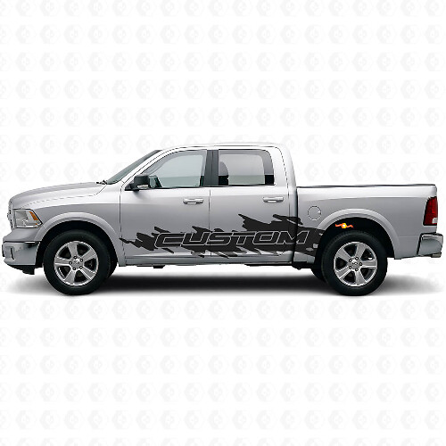 Kit di Adesivi Laterali in Vinile Stile Splash con Lettering Personalizzato per Dodge Ram Truck_1