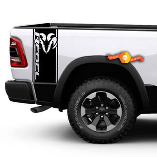 2x Dodge Ram Rebel Side Stripe Bed Logo Truck Decalcomania grafica in vinile