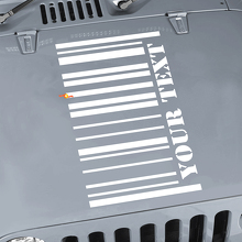 Adesivo in Vinile con Grafica Codice a Barre per Cofano Jeep Wrangler 2
