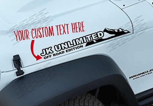 Adesivo in Vinile per Cofano Personalizzato & JK Unlimited per Jeep Wrangler