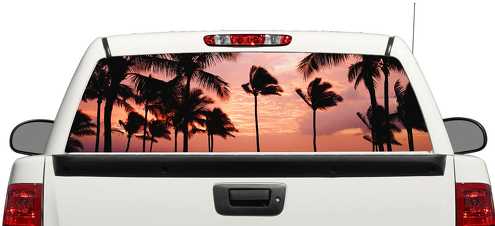 Palm Trees Sunset Paradise Beach Adesivo per finestrino posteriore Pick-up Truck SUV Car 3