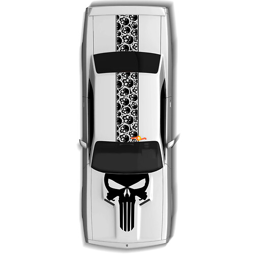 Calco di teschio e strisce di tetto per Dodge Challenger
