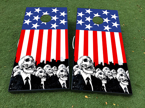 Adesivo per gioco da tavolo con bandiera americana USA Zombie Cornhole Decalcomania INVOLUCRO IN VINILE con LAMINATO
