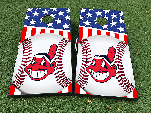 Set di Adesivi in Vinile per Tavola Cornhole Baseball Cleveland Indians