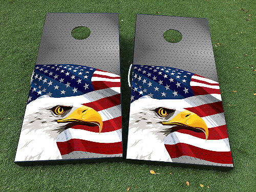 Set di Adesivi in Vinile con Texture Acciaio American Eagle per Tavolo Cornhole