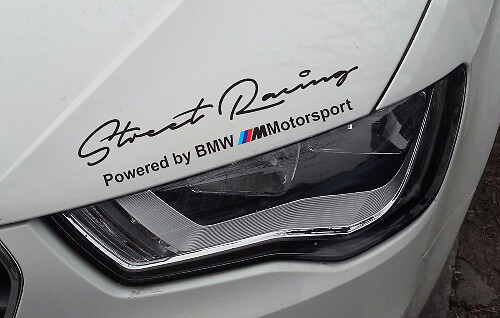 Set di adesivi in vinile per cofano e fari stile Street Racing M per auto BMW