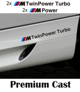 Set di 4 adesivi per decalcomanie laterali BMW Twin Power Turbo per serie M 520 F10 F12
