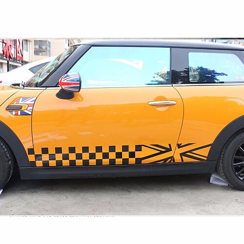 Adesivi con striscia a scacchi per minigonne laterali per MINI Cooper F56