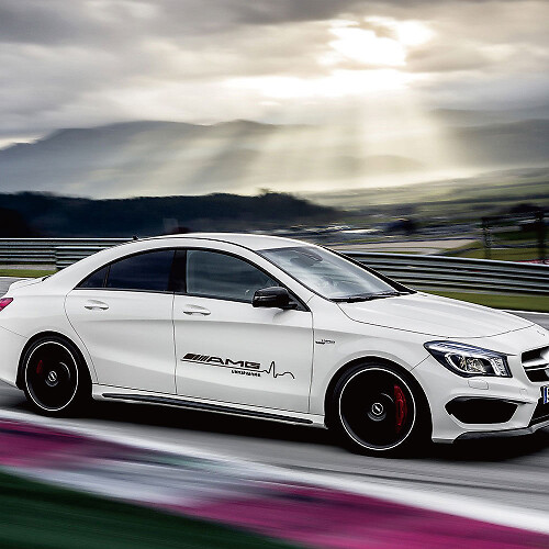 2 pezzi da 31 pollici per adesivi per decalcomanie per porte laterali con logo Mercedes Benz AMG -3 colori
