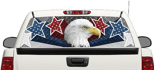 Adesivo in vinile per finestrino posteriore con aquila calva e stelle USA per pick-up e SUV