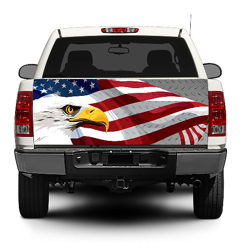 Adesivo in vinile con decalcomania bandiera USA Bald Eagle per portellone posteriore