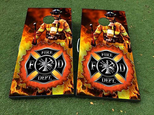 Set di Adesivi in Vinile per Tavola Cornhole Vigili del Fuoco Dipartimento Antincendio