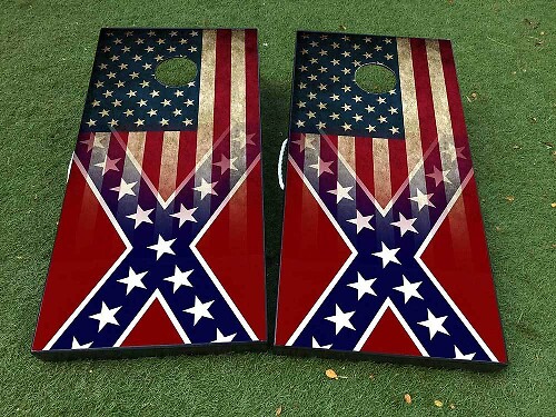 Set Adesivi Avvolgenti per Tavolo Cornhole Stile General Lee con Bandiera Americana