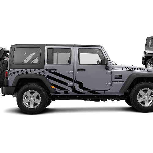 Adesivo Vinilico Laterale con Grafica Bandiera USA per Jeep Wrangler Unlimited JK