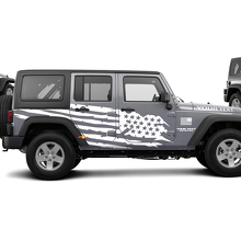 Adesivo in Vinile con Bandiera USA Invecchiata per Jeep Wrangler Unlimited JK_2