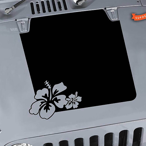 Adesivo in Vinile Nero Blackout Cofano Hibiscus per Jeep Wrangler Unlimited JK