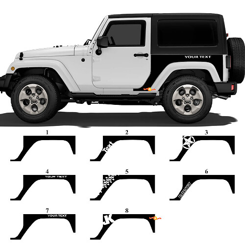 Set di Adesivi in Vinile Personalizzati per il Quartino Posteriore Laterale per Jeep Wrangler JK