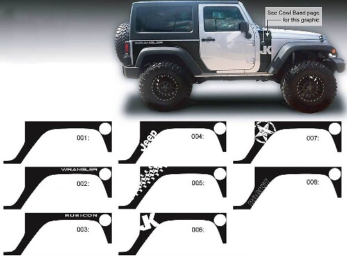 Adesivo per decalcomanie JEEP Grafica laterale del quarto posteriore 07-16 Wrangler JK 2 porte