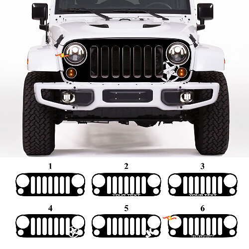 Adesivo in Vinile Grafica Nera Personalizzata per Griglia per Jeep Wrangler Rubicon JK