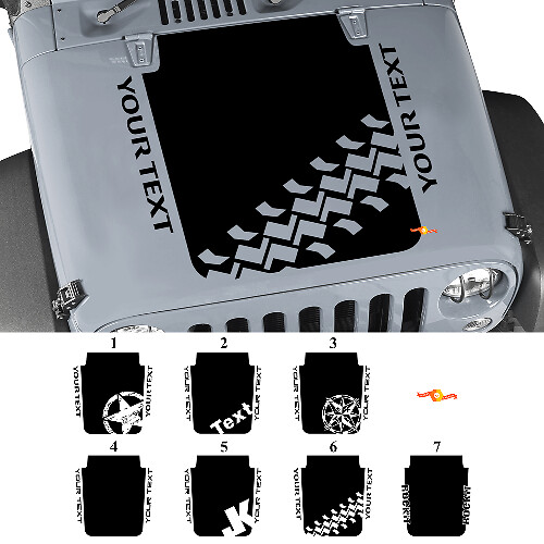 Adesivo in Vinile Grafico Nero Personalizzato per Cofano Jeep Wrangler Rubicon JK