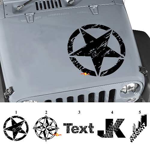 Adesivo in Vinile con Grafica Personalizzata per Cofano Jeep Wrangler Rubicon JK