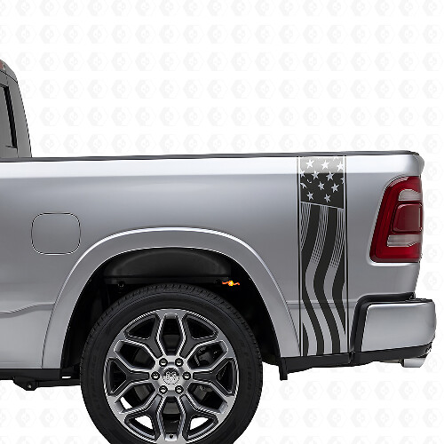 Set di Adesivi in Vinile con Strisce Laterali e Bandiera USA per Musclecar e camion