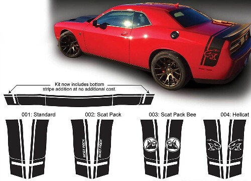 Kit di Adesivi in Vinile per Fascia Laterale e Posteriore Super Bee per Dodge Challenger 2015