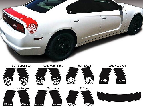 Kit decal in vinile Bee Band per lato posteriore per Dodge Charger 2011-2014
