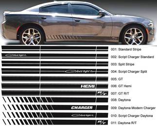 Dodge Charger Script Rocker Stripe Side Band Decal Sticker Hemi Daytona RT GT Grafica Mopar adatta ai modelli 2006-2020
