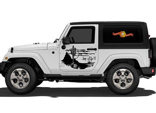Jeep Life Vinile Adesivo Decalcomania Grafica Laterale Wrangler Rubicon Sahara JK JKU TJ #2

