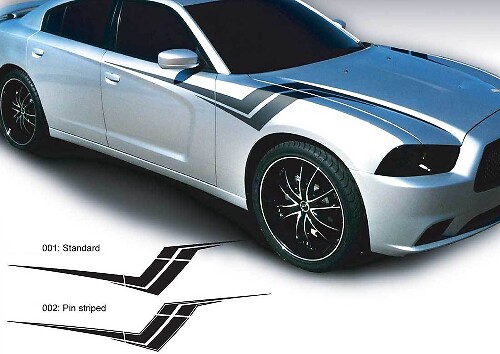 Kit Adesivi in Vinile Grafica Laterale Z Hash per Dodge Charger 2011-2014