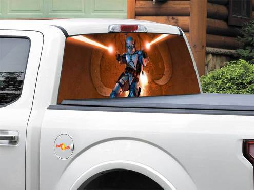 Star Wars Bounty Hunter Jango Fett Adesivo per finestrino posteriore Pick-up Truck SUV Auto di qualsiasi dimensione