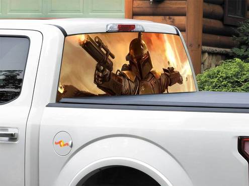 Boba Fett Bounty Hunter Star Wars Adesivo per finestrino posteriore Pick-up Truck SUV Auto di qualsiasi dimensione