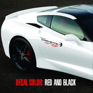 Corvette Racing 1 coppia logo Decalcomanie grafiche in vinile C3 C4 C5 C6 C7 ZO6 ZR1 nero e rosso