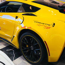 Corvette Racing 1 paio logo adesivi grafici in vinile decalcomanie C3 C4 C5 C6 C7 ZO6 ZR1 nero e rosso
 2