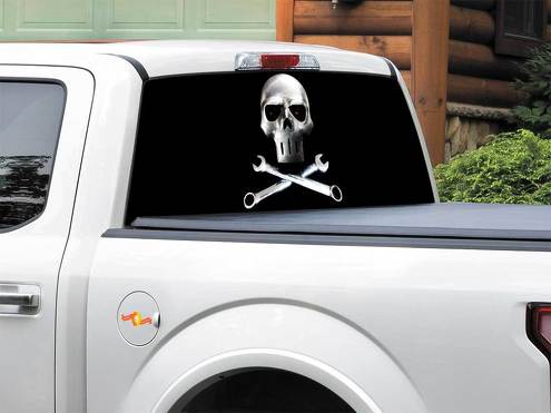 Teschio in metallo Acciaio Adesivo per finestrino posteriore Pick-up Truck SUV Auto di qualsiasi dimensione