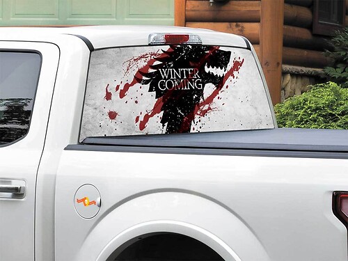 L'inverno sta arrivando House Stark TV Show Game Of Thrones Adesivo per finestrino posteriore Pick-up Truck SUV Auto di qualsiasi dimensione