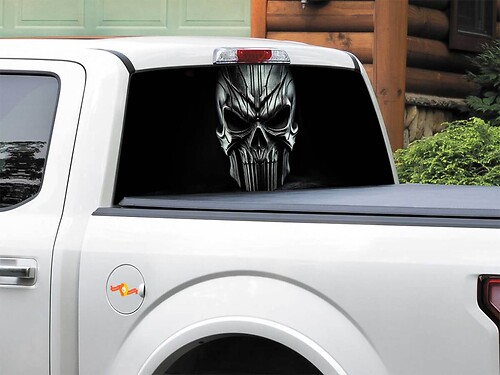 Adesivo per decalcomania per lunotto con logo teschio Pick-up Truck SUV Auto di qualsiasi dimensione
