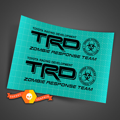 Adesivi per pianale stile TRD Zombie Response Team Coppia per camion Toyota