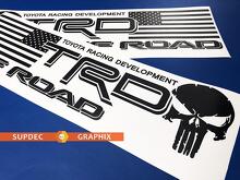 Adesivi in Vinile TRD Teschio Punisher con Bandiera USA per Camion Toyota_3