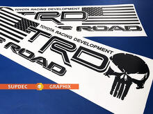 Adesivi in Vinile TRD Teschio Punisher con Bandiera USA per Camion Toyota_3
