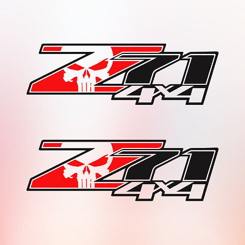2 Chevy Silverado Z71 4x4 GMC GM Sierra Decalcomanie Adesivi F 1500 2500 Punisher Skull