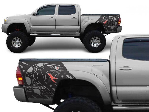 Toyota Tacoma TRD 4 x 4 bed SNAKE Custom Quarter Side Graphic adesivi per decalcomanie per modelli 2005-2018