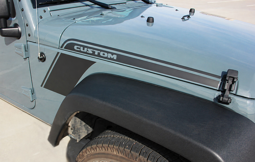 Adesivo in Vinile con Strisce Contorno PERSONALIZZATE Cofano Parafango Anteriore per Jeep Wrangler 2007-2017